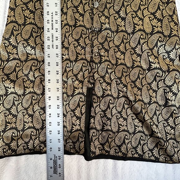 Creative Handicrafts Long Silk Jacket Womens Medium Black & Gold Paisley New - Picture 9 of 9